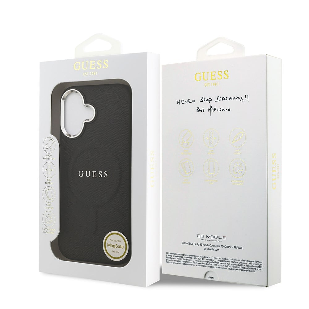 Apple iPhone 17 Kılıf Guess Orjinal Lisanslı M-safe Şarj Özellikli Klasik Yazı Logolu PU Deri Kapak