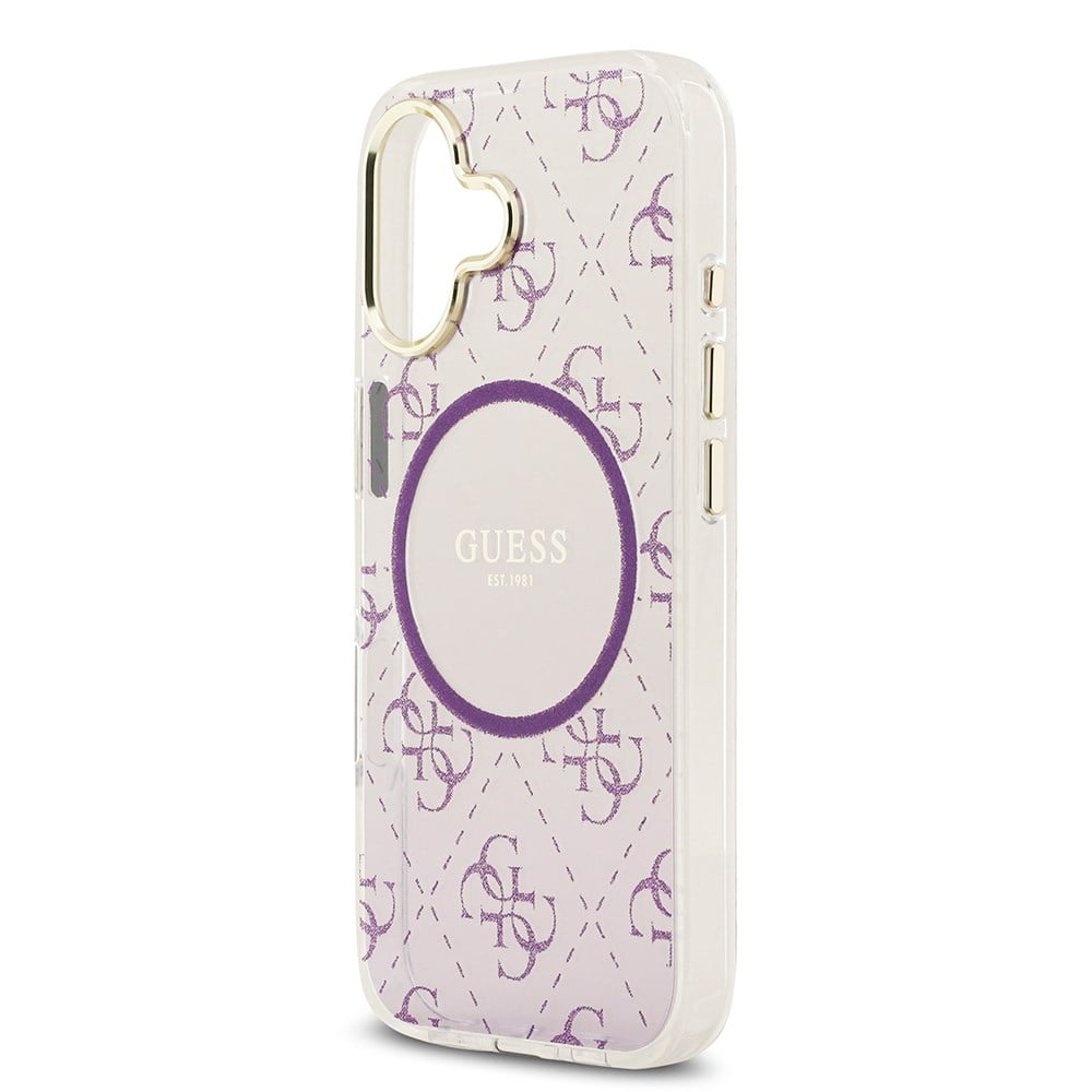 Apple iPhone 17 Kılıf Guess Orjinal Lisanslı M-safe Şarj Özellikli 4G Desenli Simli Silikon Kapak