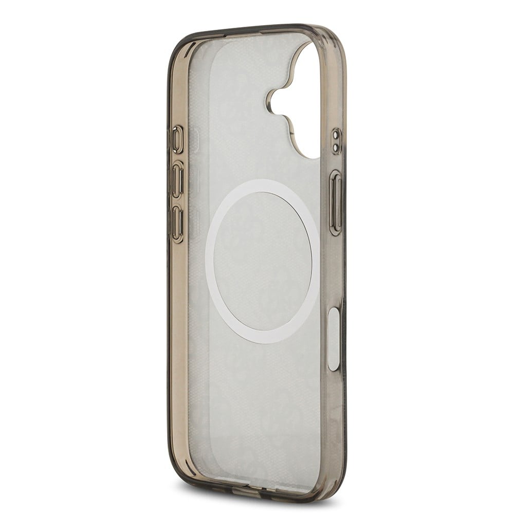 Apple iPhone 17 Kılıf Guess Orjinal Lisanslı M-safe Şarj Özellikli IML Peony ve 4G Desenli Klasik Logolu Kapak