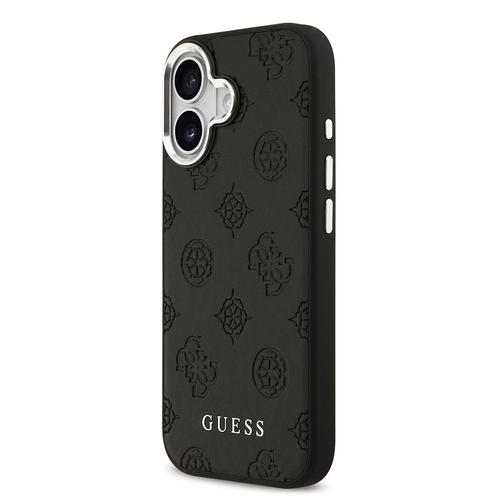 Apple iPhone 17 Kılıf Guess Orjinal Lisanslı M-safe Şarj Özellikli Sıcak Baskılı Klasik Yazı Logolu PU Deri Peony Kapak