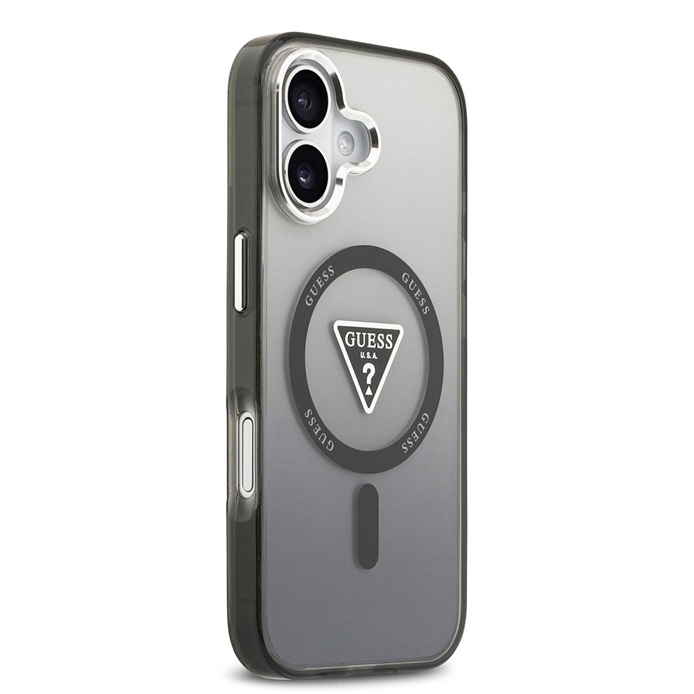 Apple iPhone 17 Kılıf Guess Orjinal Lisanslı M-safe Şarj Özellikli IML Baskılı Üçgen Logolu Metal Kamera Çerçeveli Kapak