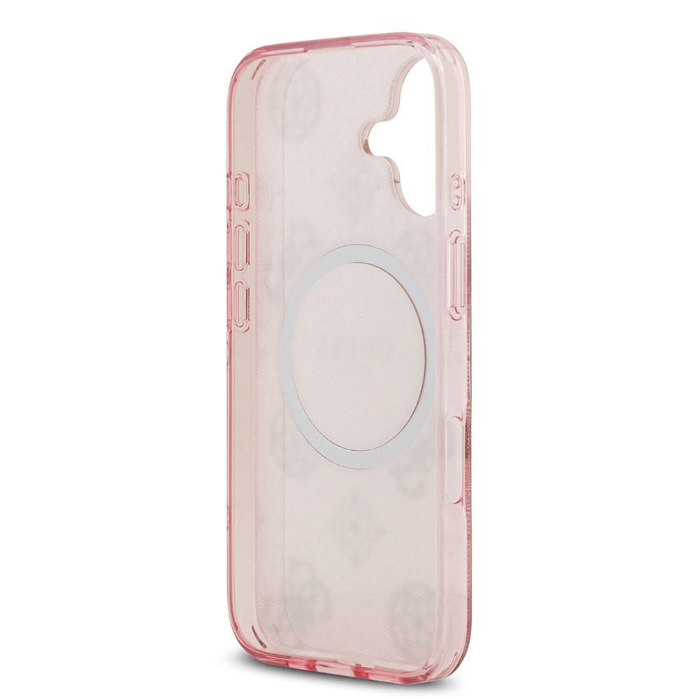 Apple iPhone 17 Kılıf Guess Orjinal Lisanslı M-safe Şarj Özellikli IML Peony ve 4G Desenli Klasik Logolu Kapak