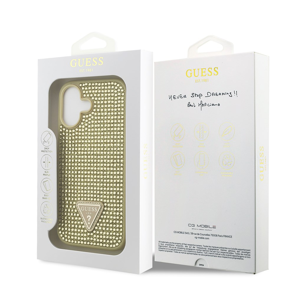 Apple iPhone 17 Kılıf Guess Orjinal Lisanslı M-safe Şarj Özellikli Üçgen Logolu Simli Leopar Desenli Kapak
