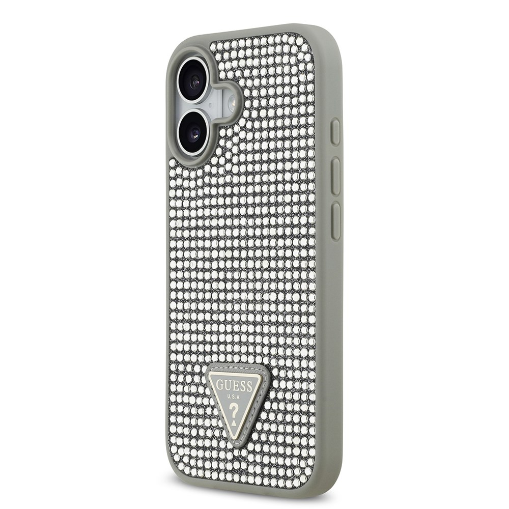 Apple iPhone 17 Kılıf Guess Orjinal Lisanslı Taşlı Arka Yüzey Üçgen Logolu Kapak
