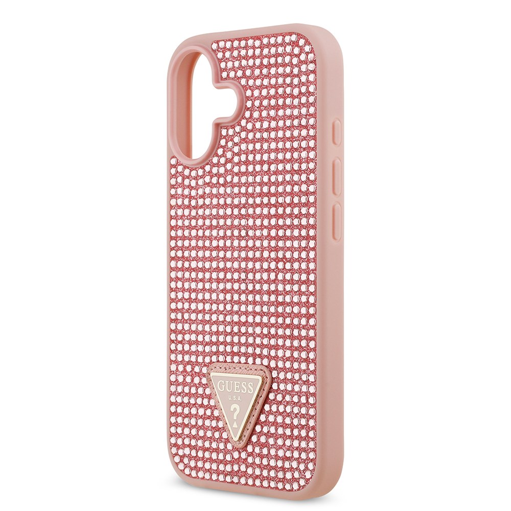 Apple iPhone 17 Kılıf Guess Orjinal Lisanslı Taşlı Arka Yüzey Üçgen Logolu Kapak
