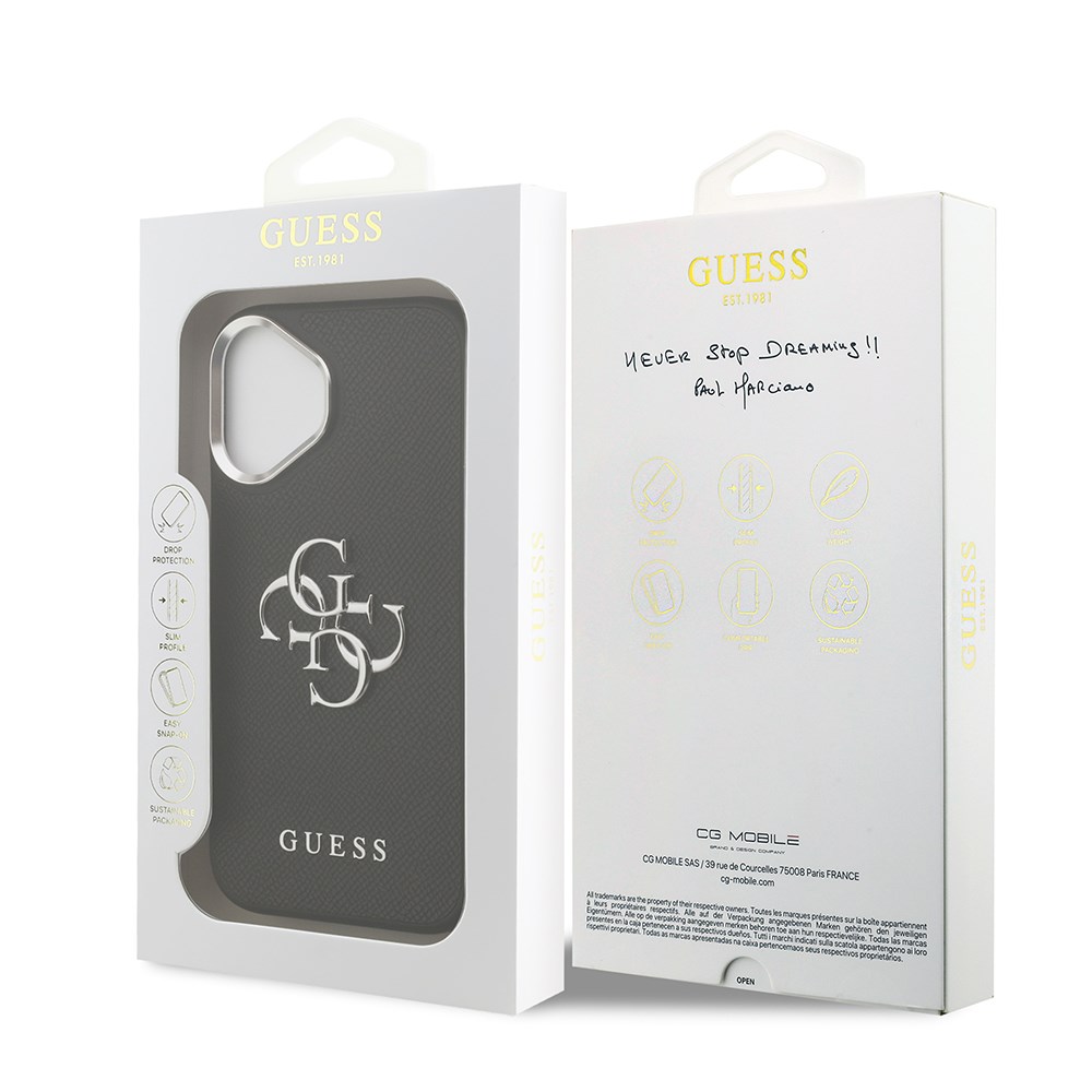 Apple iPhone 17 Kılıf Guess Orjinal Lisanslı PU Deri 4G Büyük Metal Logo Dizaynlı Kapak