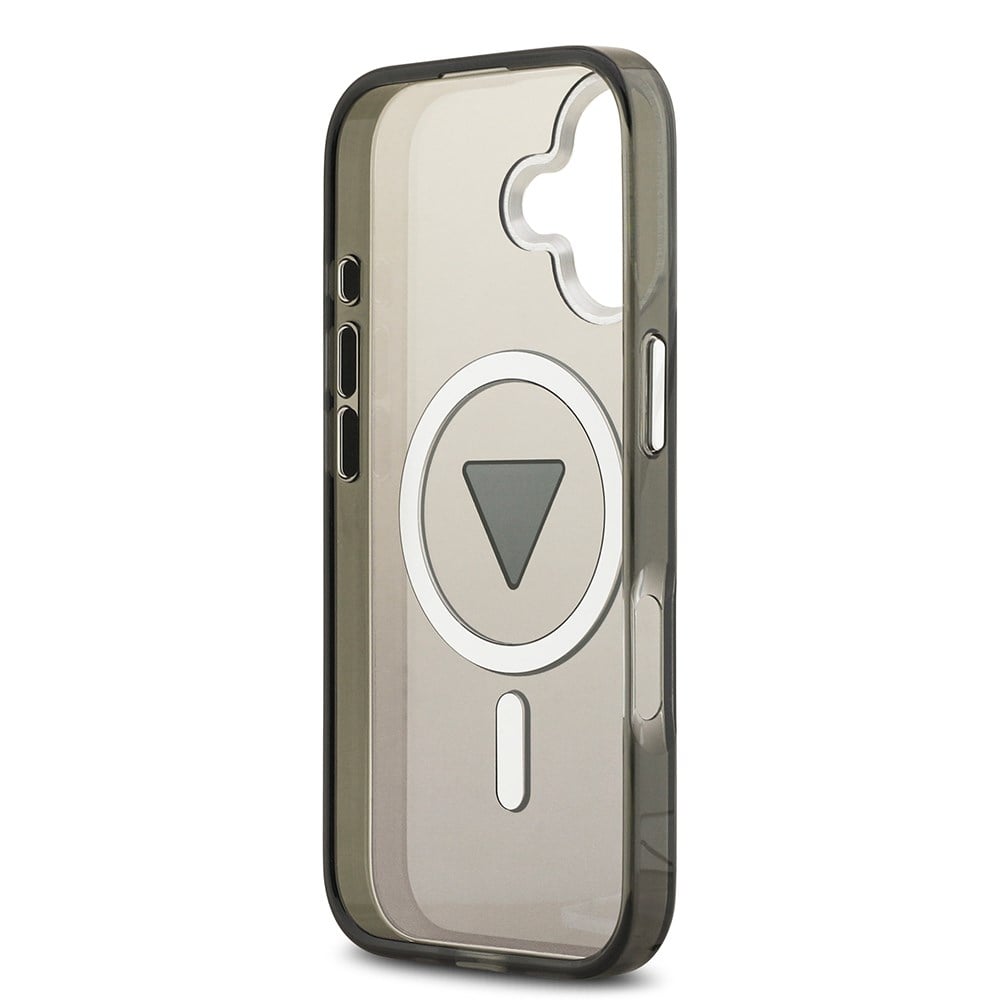 Apple iPhone 17 Kılıf Guess Orjinal Lisanslı M-safe Şarj Özellikli IML Baskılı Üçgen Logolu Metal Kamera Çerçeveli Kapak