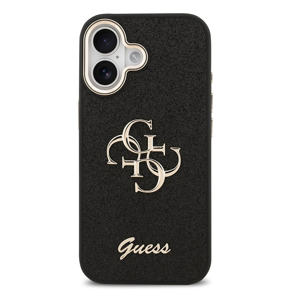 Apple iPhone 17 Kılıf Guess Orjinal Lisanslı 4G Büyük Metal Kamera Çerçeveli ve Logolu Glitter Kapak