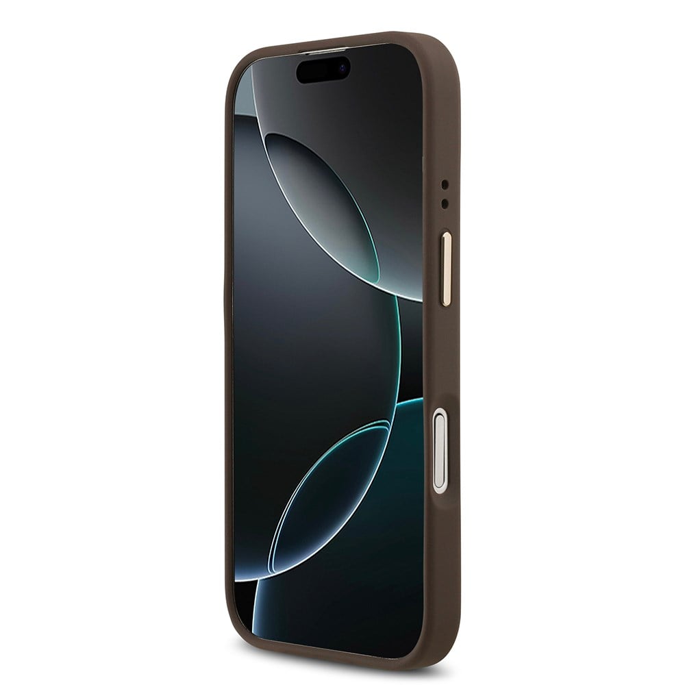 Apple iPhone 17 Kılıf Guess Orjinal Lisanslı M-safe Şarj Özellikli Gold Metal Kamera Çerçeveli Taşlı 4G Logolu Kapak