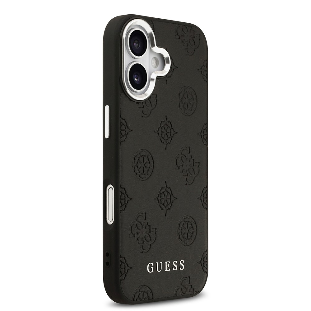 Apple iPhone 17 Kılıf Guess Orjinal Lisanslı M-safe Şarj Özellikli Sıcak Baskılı Klasik Yazı Logolu PU Deri Peony Kapak
