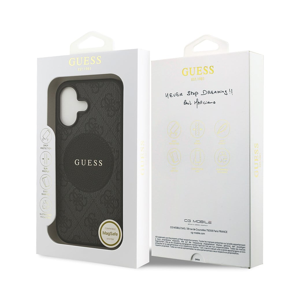 Apple iPhone 17 Kılıf Guess Orjinal Lisanslı M-safe Şarj Özellikli Yazı Logolu Circle Classic Kapak