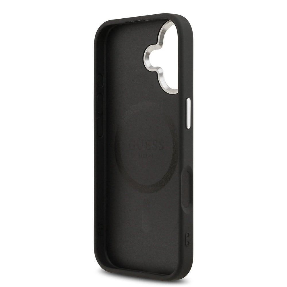 Apple iPhone 17 Kılıf Guess Orjinal Lisanslı M-safe Şarj Özellikli Klasik Yazı Logolu PU Deri Kapak