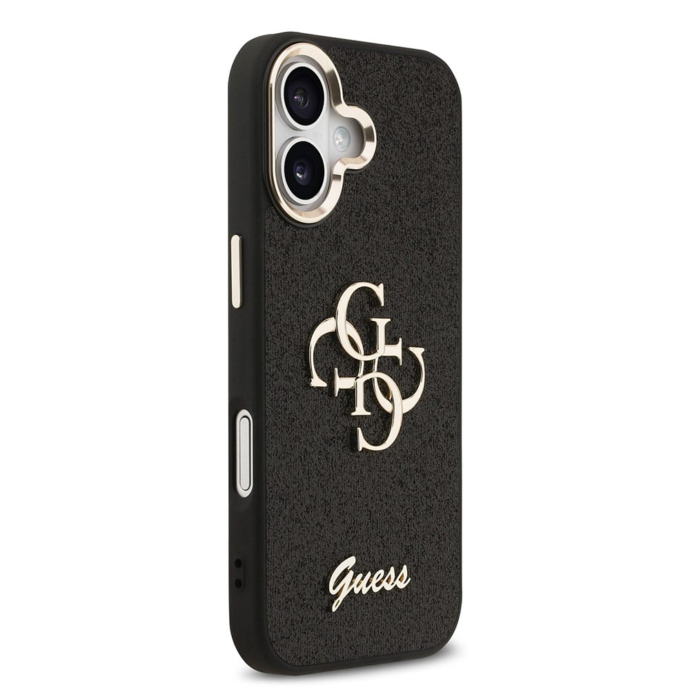 Apple iPhone 17 Kılıf Guess Orjinal Lisanslı 4G Büyük Metal Kamera Çerçeveli ve Logolu Glitter Kapak