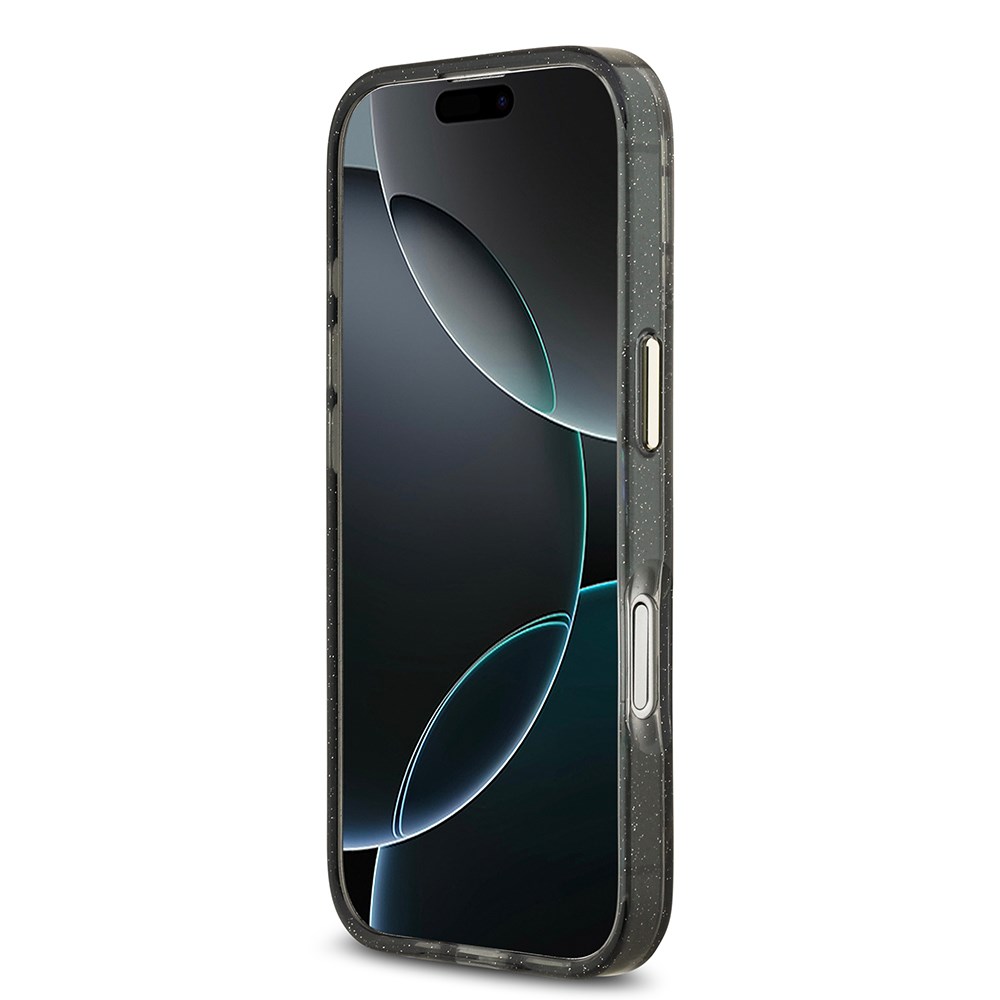 Apple iPhone 17 Kılıf Guess Orjinal Lisanslı M-safe Şarj Özellikli Simli Çiçek Desenli Metal Kamera Çerçeveli Üçgen Logolu Kapak