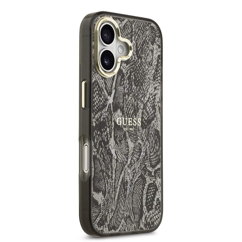 Apple iPhone 17 Kılıf Guess Orjinal Lisanslı M-safe Şarj Özellikli Yazı Logolu Python Desenli Kapak