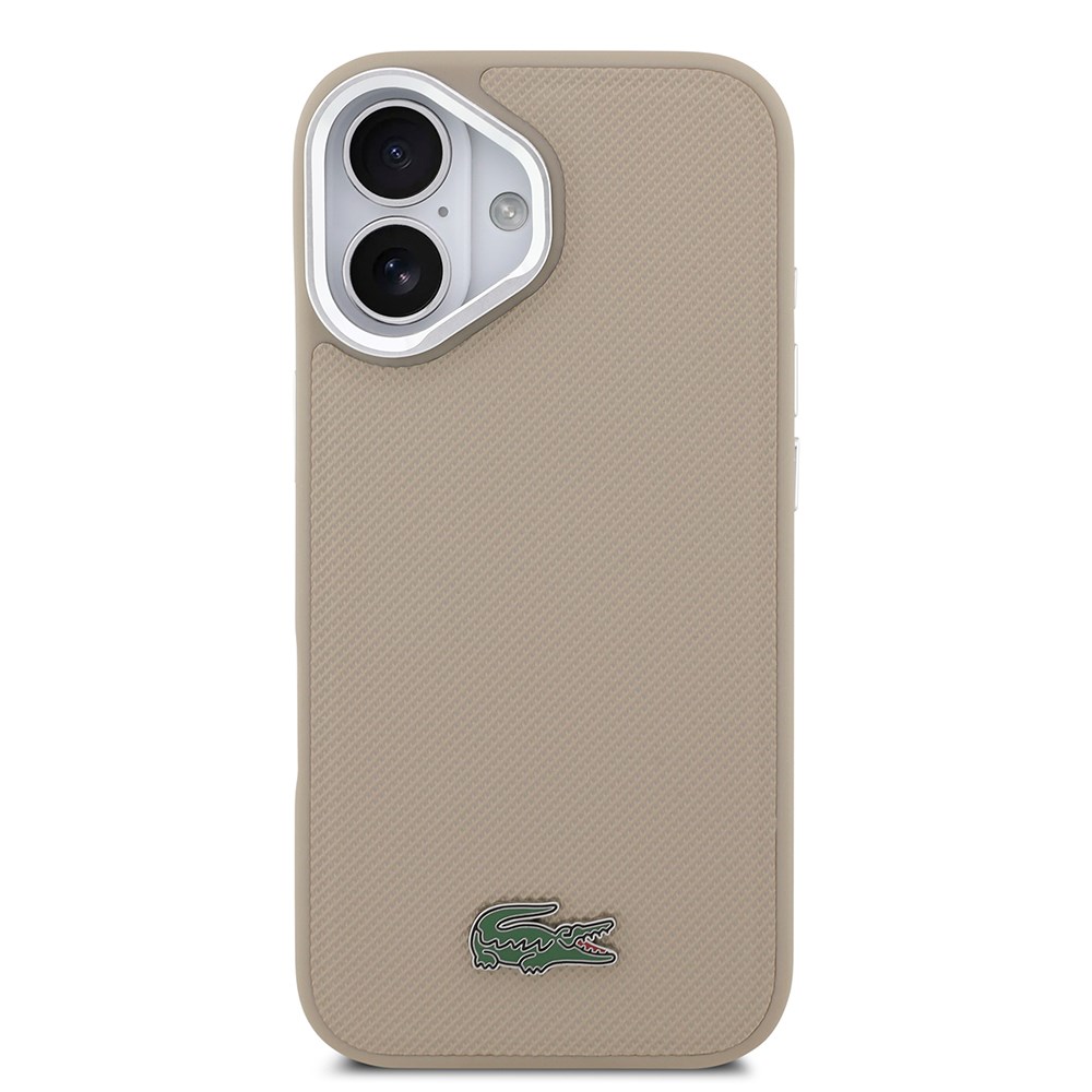 Apple iPhone 17 Kılıf Lacoste Orjinal Lisanslı M-safe Şarj Özellikli PU Pike Desenli Standlı Metal Logolu Kapak