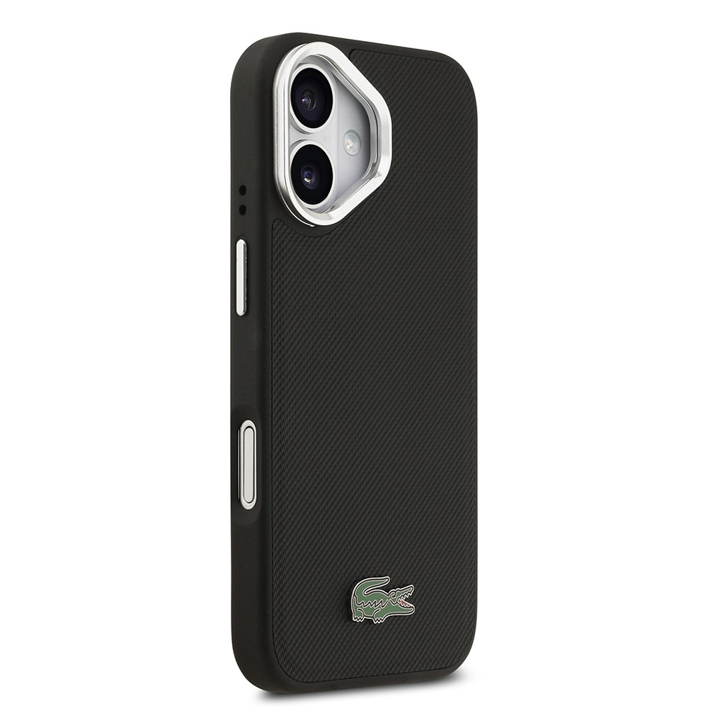 Apple iPhone 17 Kılıf Lacoste Orjinal Lisanslı M-safe Şarj Özellikli PU Pike Desenli Standlı Metal Logolu Kapak
