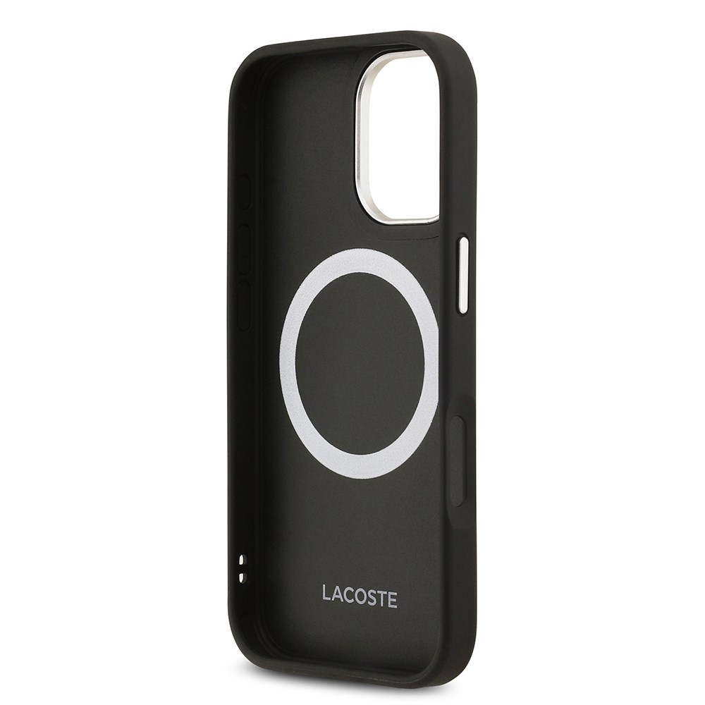 Apple iPhone 17 Kılıf Lacoste Orjinal Lisanslı M-safe Şarj Özellikli Champs Elysees PU Deri Tasarımlı Kapak