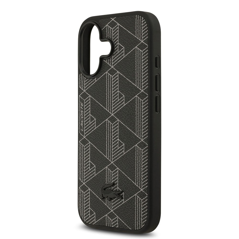 Apple iPhone 17 Kılıf Lacoste Orjinal Lisanslı M-safe Şarj Özellikli PU Deri Tasarımlı Kartlıklı Karışık Monogram Desenli Kapak