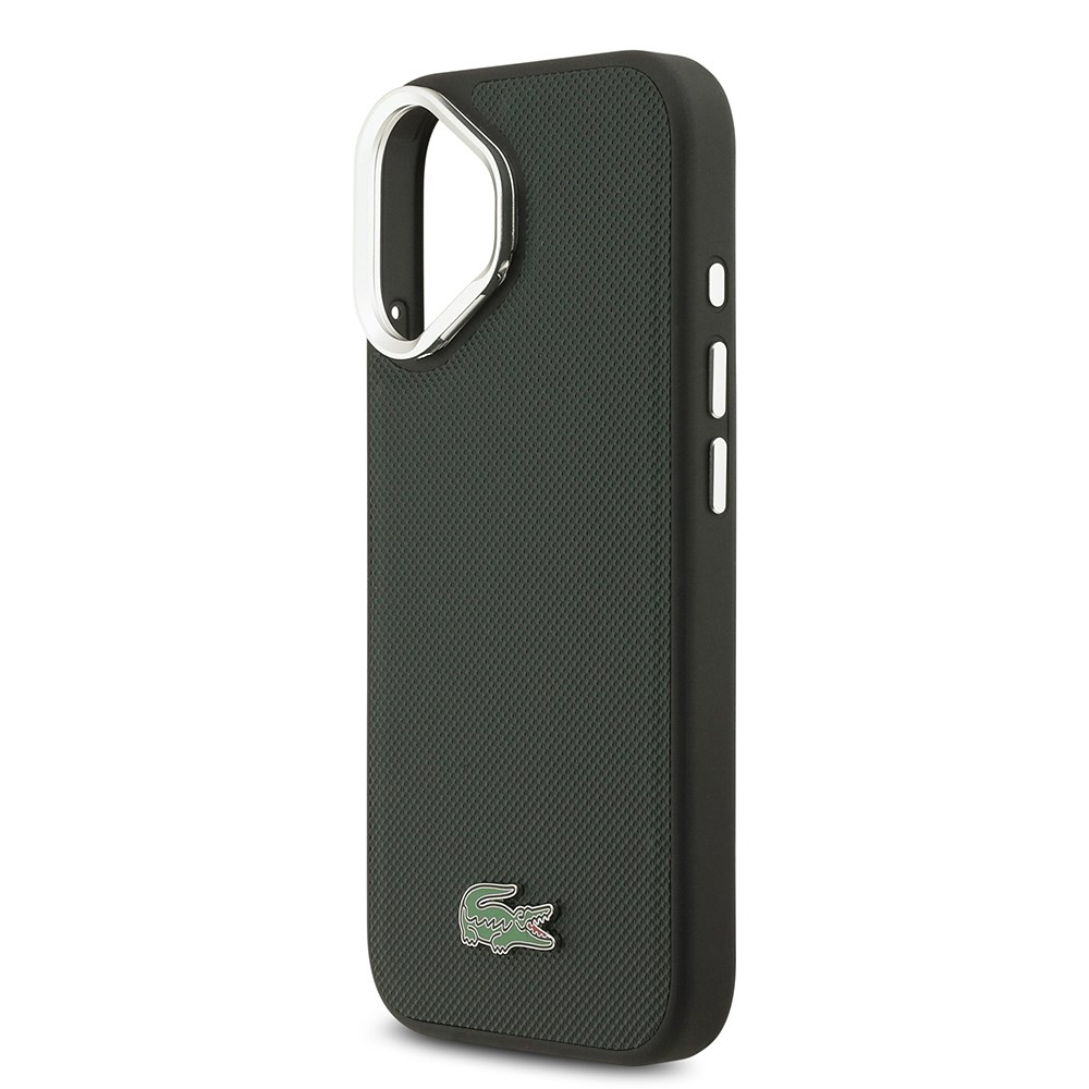 Apple iPhone 17 Kılıf Lacoste Orjinal Lisanslı M-safe Şarj Özellikli PU Pike Desenli Standlı Metal Logolu Kapak