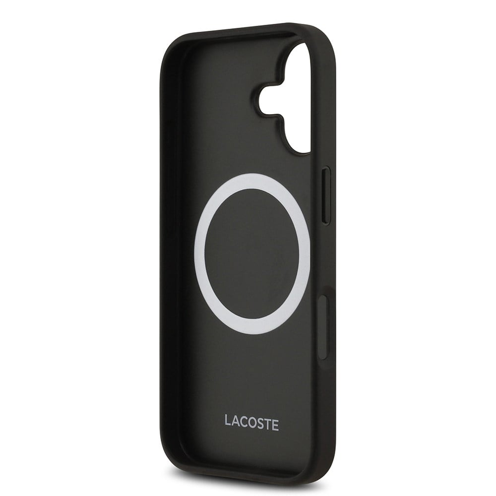 Apple iPhone 17 Kılıf Lacoste Orjinal Lisanslı M-safe Şarj Özellikli PU Deri Tasarımlı Kartlıklı Karışık Monogram Desenli Kapak