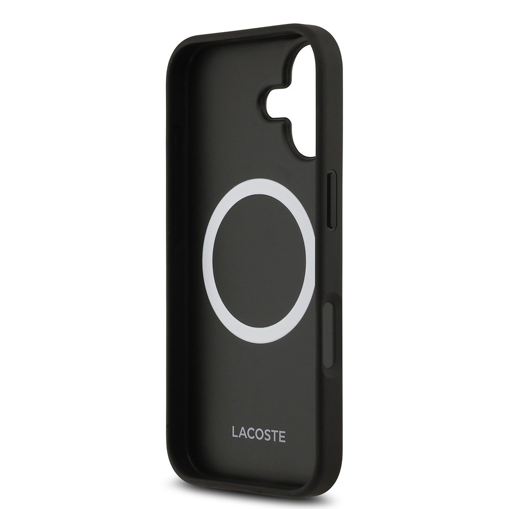 Apple iPhone 17 Kılıf Lacoste Orjinal Lisanslı M-safe Şarj Özellikli PU Deri Tasarımlı Karışık Monogram Desenli Kapak