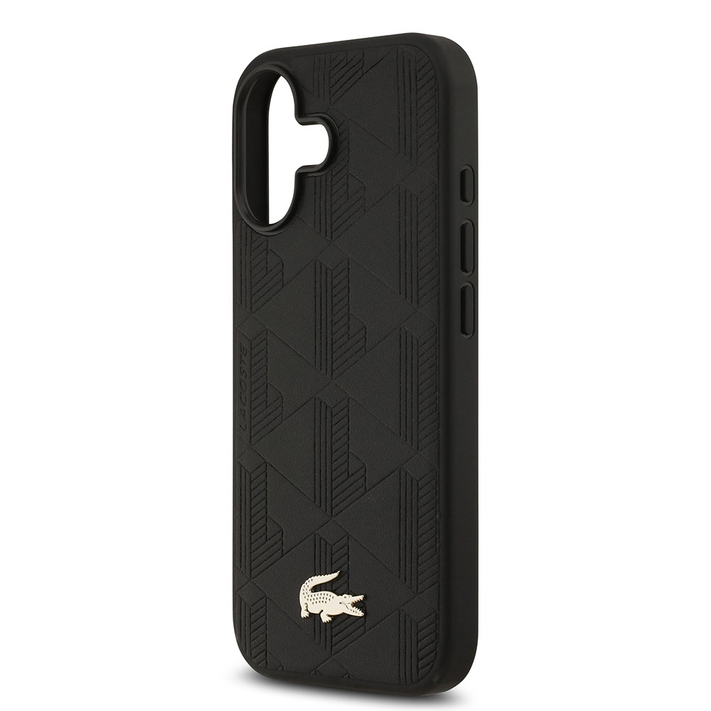 Apple iPhone 17 Kılıf Lacoste Orjinal Lisanslı M-safe Şarj Özellikli PU Deri Tasarımlı Karışık Monogram Desenli Kapak