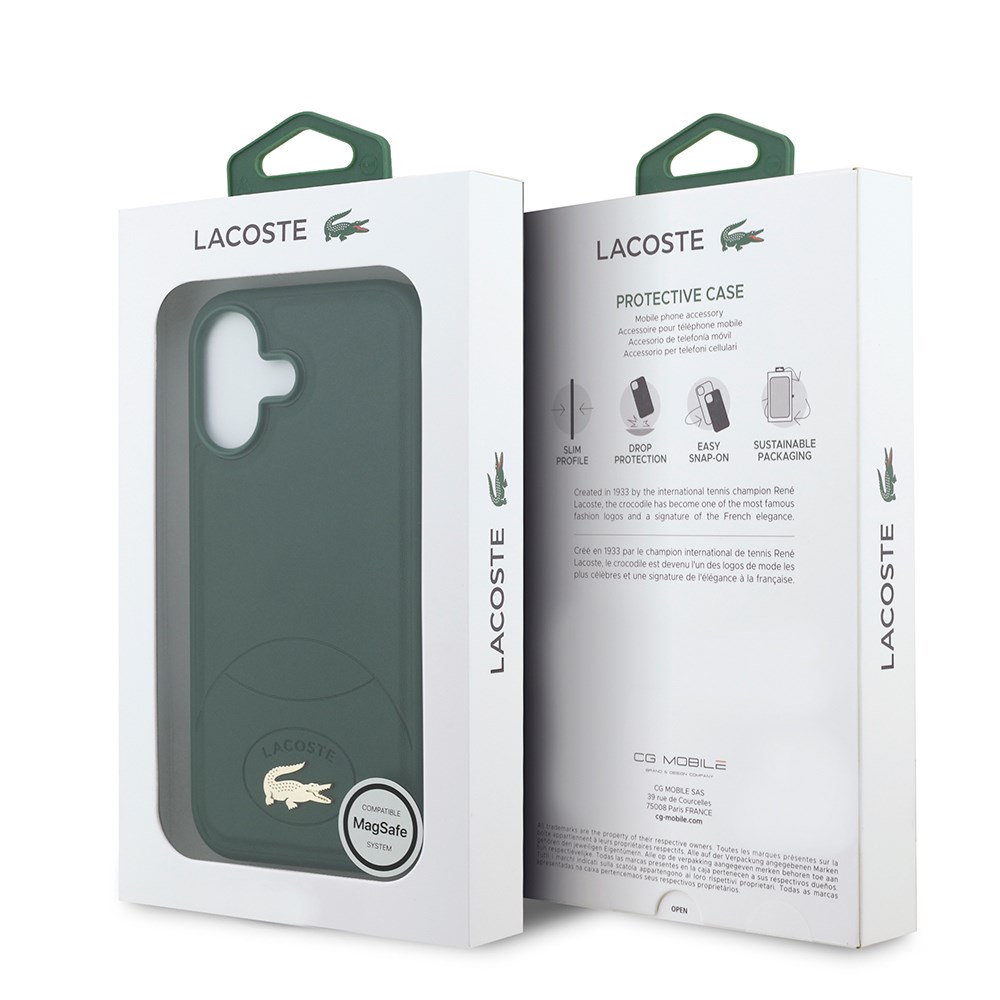 Apple iPhone 17 Kılıf Lacoste Orjinal Lisanslı M-safe Şarj Özellikli PU Deri Tasarımlı Metal Logolu Kapak