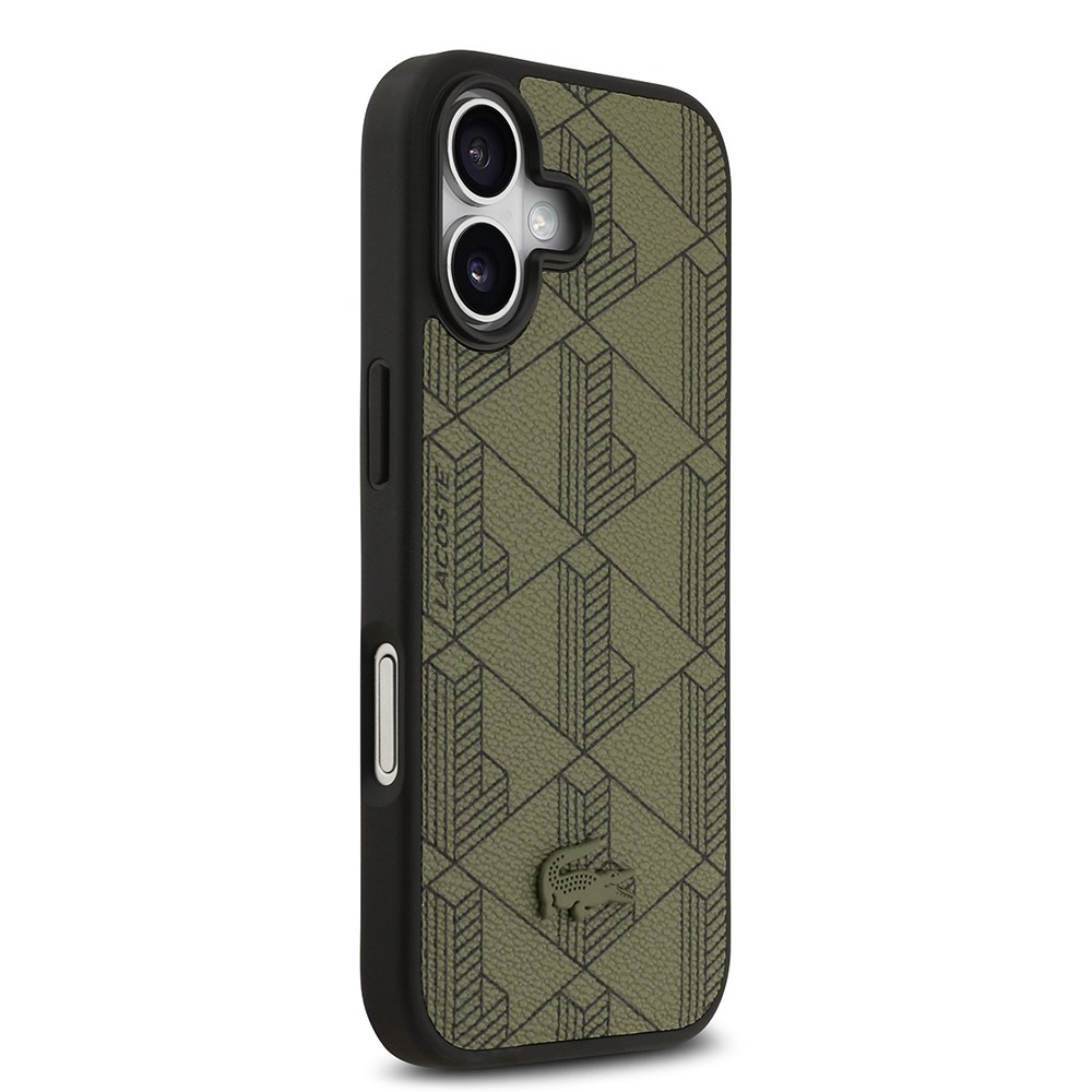 Apple iPhone 17 Kılıf Lacoste Orjinal Lisanslı M-safe Şarj Özellikli PU Deri Tasarımlı Kartlıklı Karışık Monogram Desenli Kapak