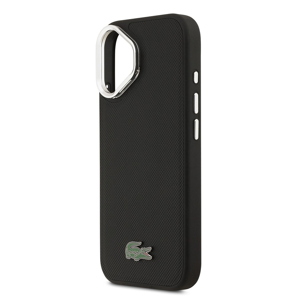 Apple iPhone 17 Kılıf Lacoste Orjinal Lisanslı M-safe Şarj Özellikli PU Pike Desenli Standlı Metal Logolu Kapak