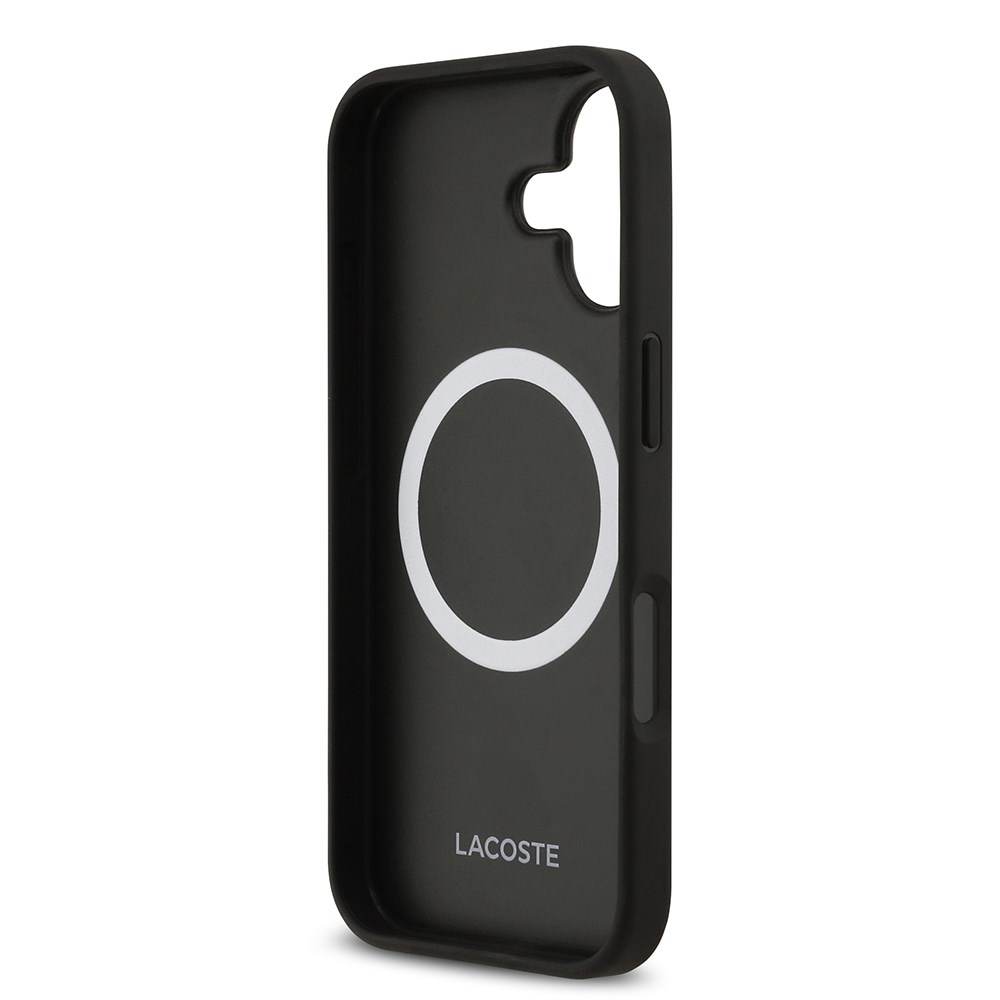 Apple iPhone 17 Kılıf Lacoste Orjinal Lisanslı M-safe Şarj Özellikli PU Deri Tasarımlı Metal Logolu Kapak