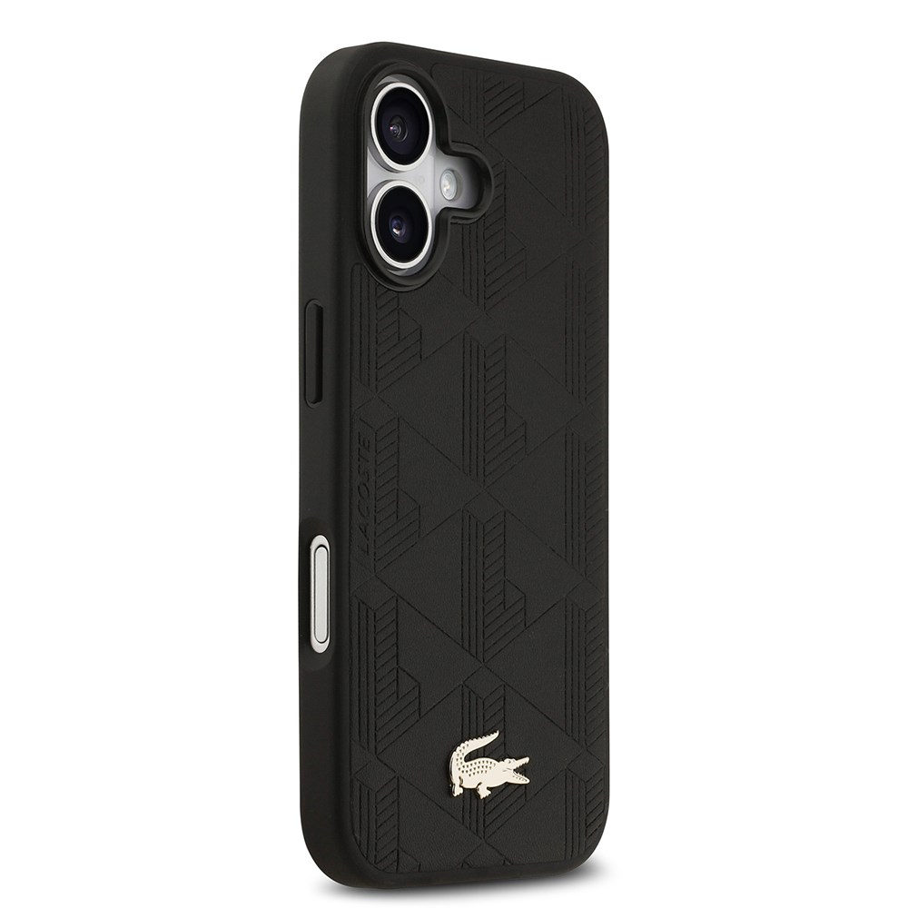 Apple iPhone 17 Kılıf Lacoste Orjinal Lisanslı M-safe Şarj Özellikli PU Deri Tasarımlı Karışık Monogram Desenli Kapak
