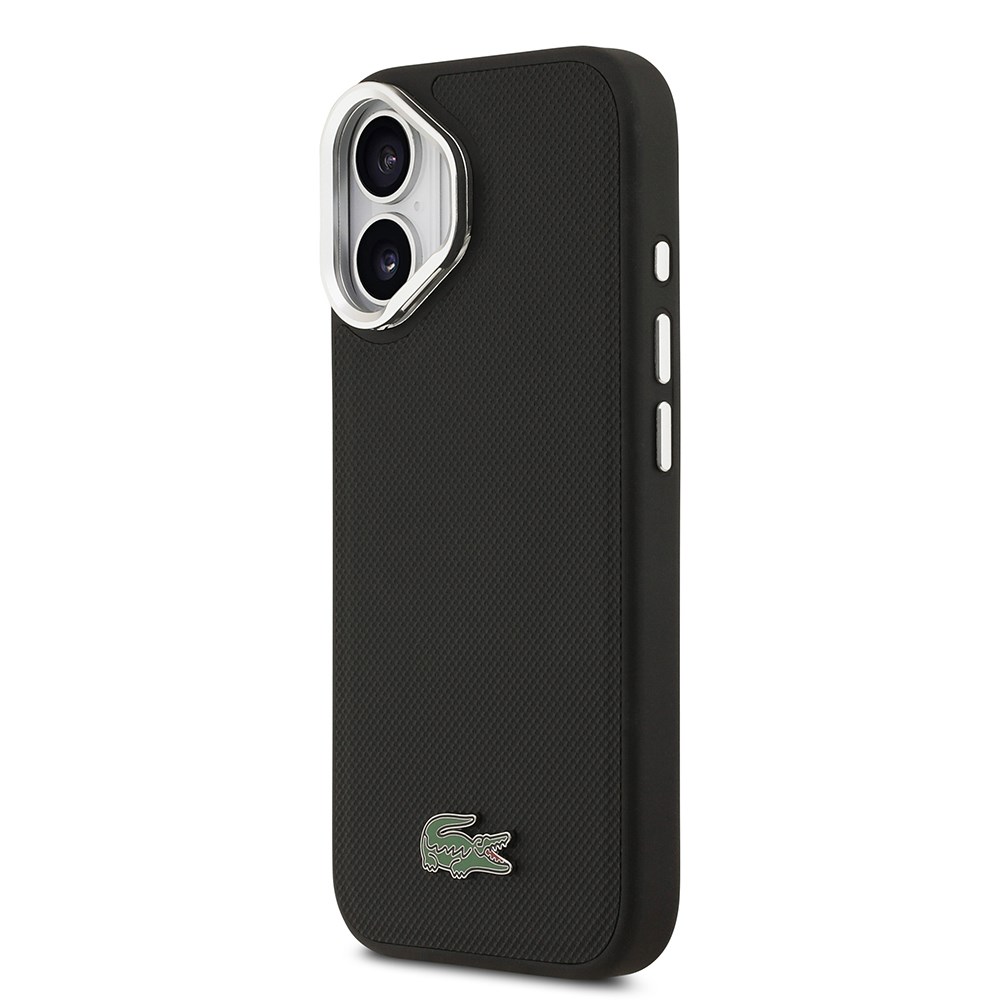 Apple iPhone 17 Kılıf Lacoste Orjinal Lisanslı M-safe Şarj Özellikli PU Pike Desenli Standlı Metal Logolu Kapak