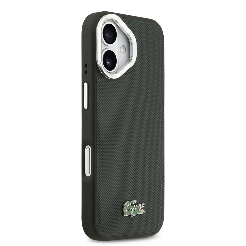 Apple iPhone 17 Kılıf Lacoste Orjinal Lisanslı M-safe Şarj Özellikli PU Pike Desenli Standlı Metal Logolu Kapak