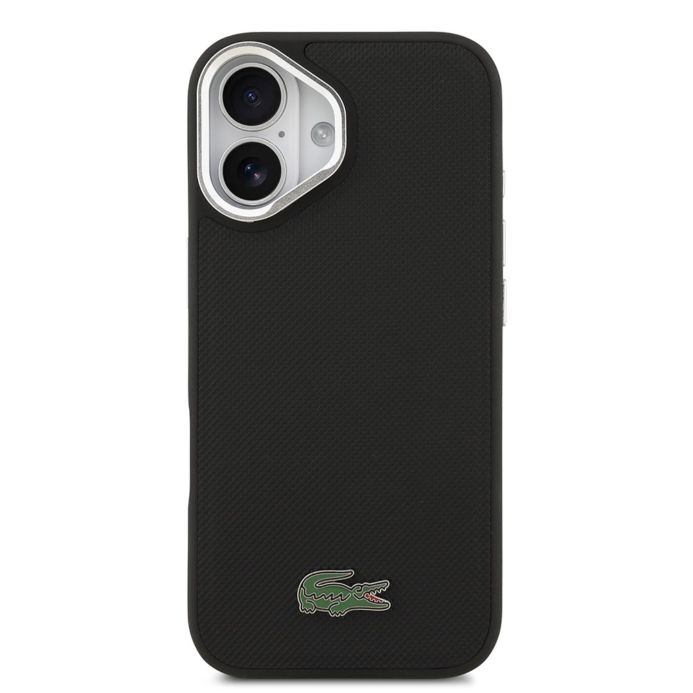 Apple iPhone 17 Kılıf Lacoste Orjinal Lisanslı M-safe Şarj Özellikli PU Pike Desenli Standlı Metal Logolu Kapak