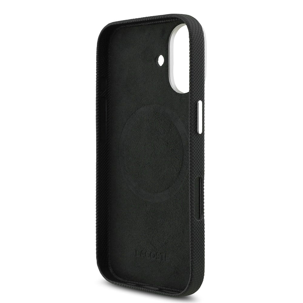 Apple iPhone 17 Kılıf Lacoste Orjinal Lisanslı M-Safe Şarj Özellikli PVC Pike Desenli Arka Yüzey İkonik Timsah Dokuma Logolu Kapak
