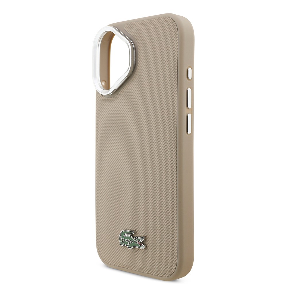 Apple iPhone 17 Kılıf Lacoste Orjinal Lisanslı M-safe Şarj Özellikli PU Pike Desenli Standlı Metal Logolu Kapak
