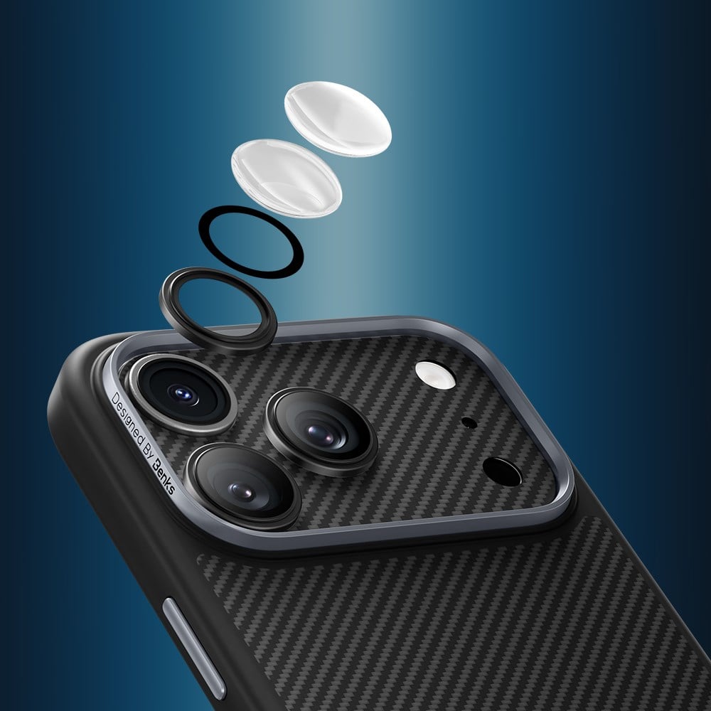 Apple iPhone 17 Pro Benks ArmorWarrior Serisi 600D Kevlar Kamera Lens Koruyucu