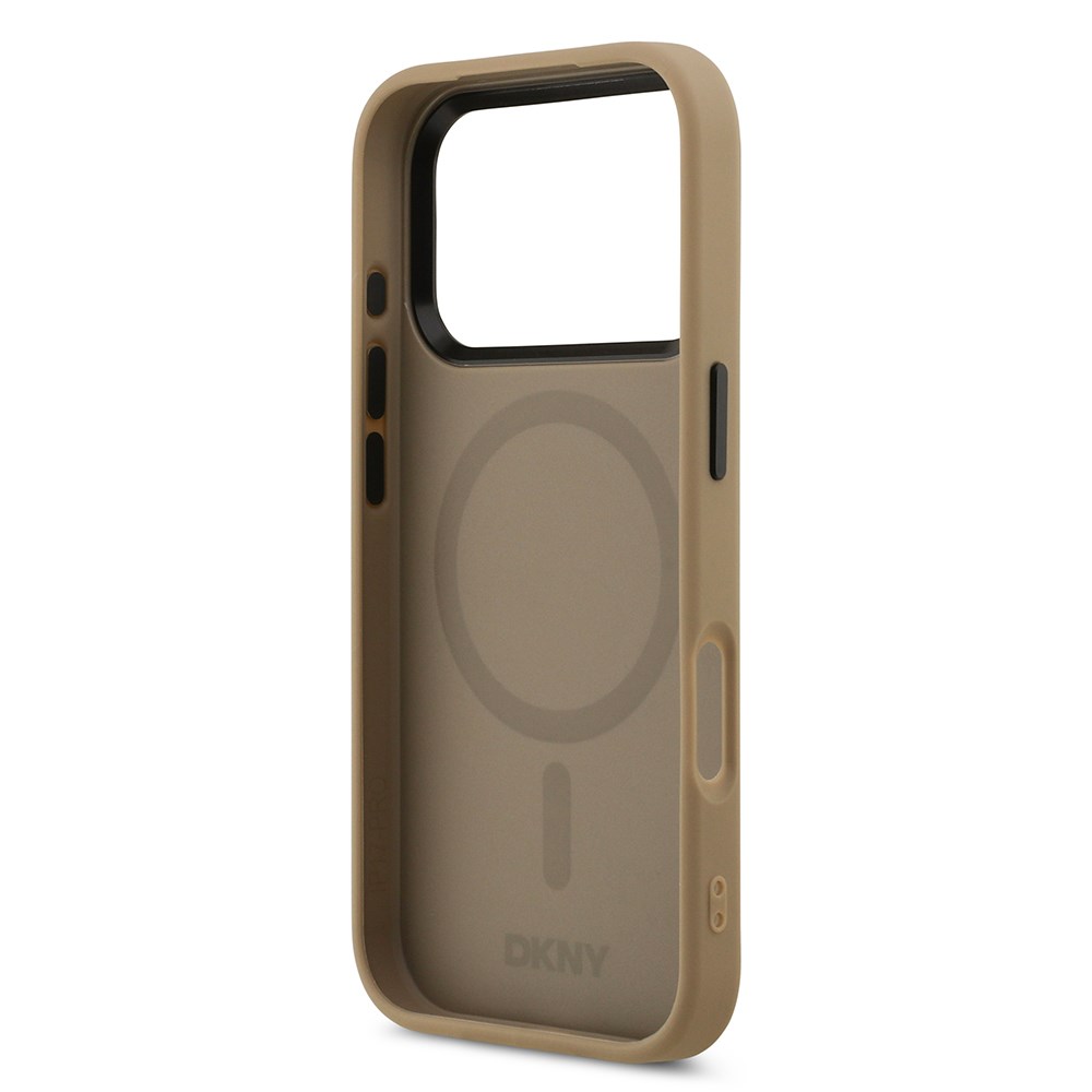 Apple iPhone 17 Pro Kılıf DKNY Orjinal Lisanslı M-safe Şarj Özellikli PU Deri Kabartmalı Kapak