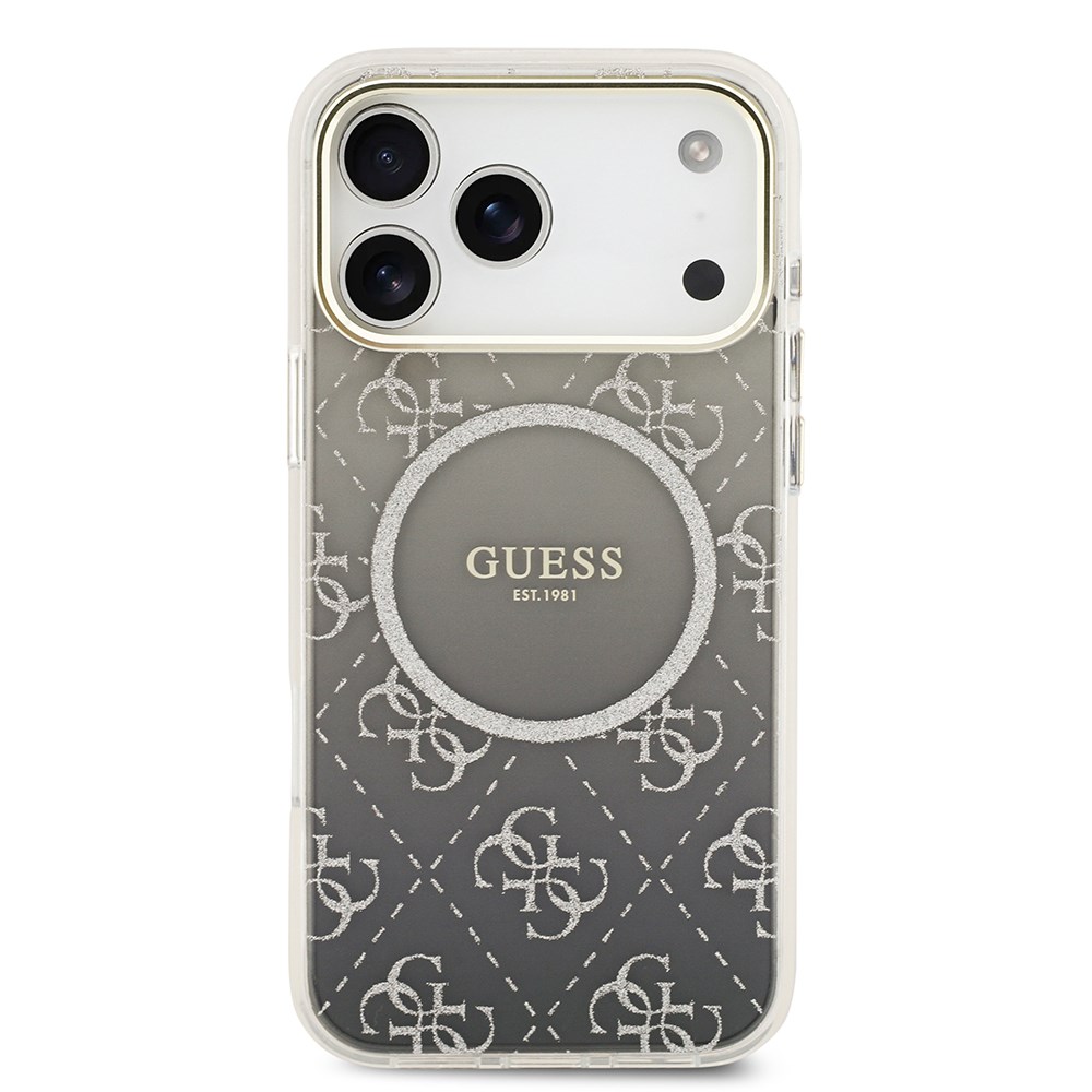 Apple iPhone 17 Pro Kılıf Guess Orjinal Lisanslı M-safe Şarj Özellikli 4G Desenli Simli Silikon Kapak