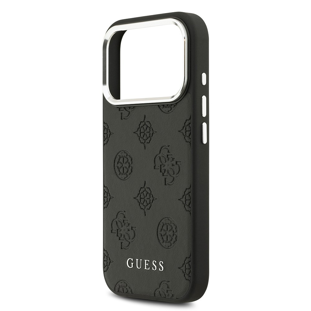 Apple iPhone 17 Pro Kılıf Guess Orjinal Lisanslı M-safe Şarj Özellikli Sıcak Baskılı Klasik Yazı Logolu PU Deri Peony Kapak
