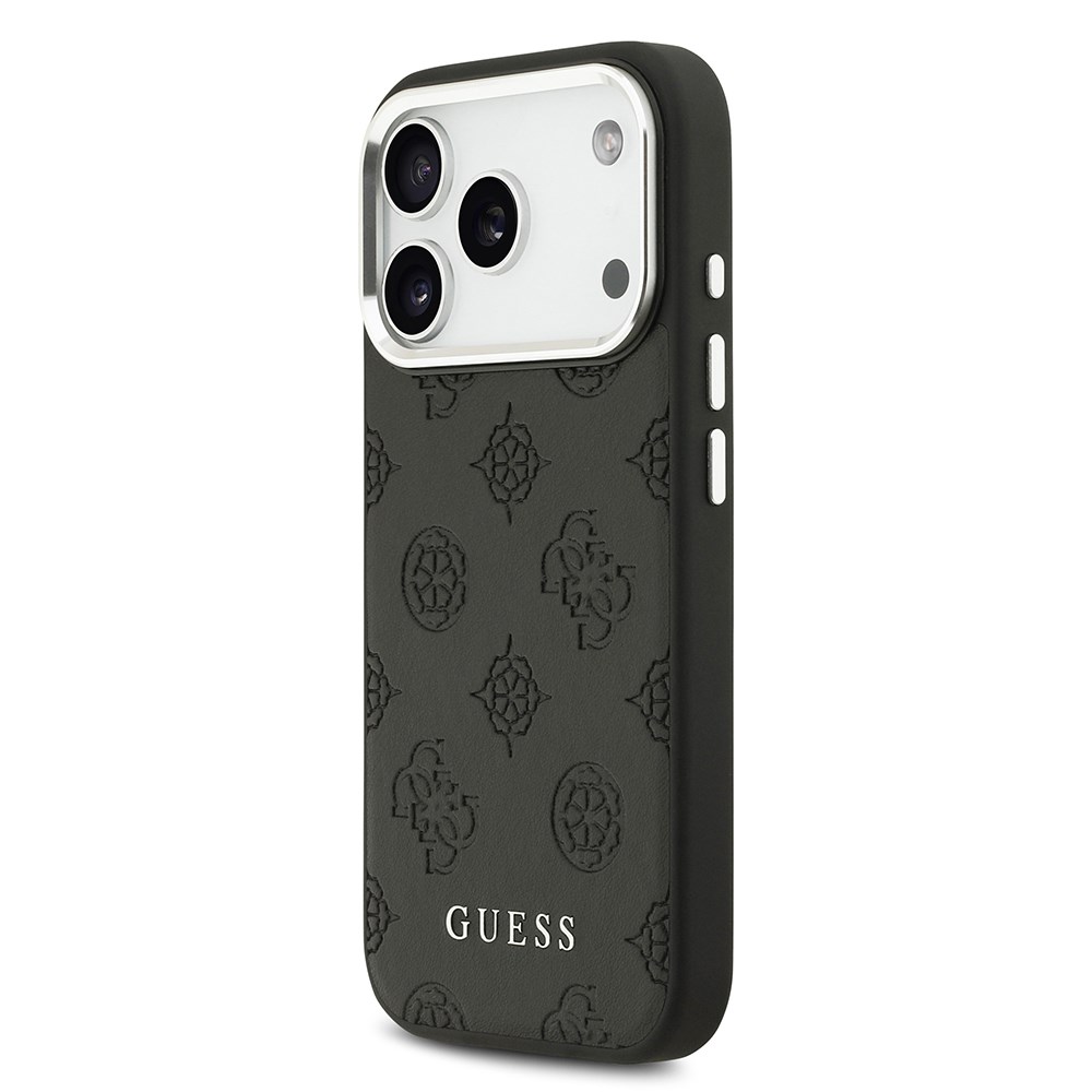 Apple iPhone 17 Pro Kılıf Guess Orjinal Lisanslı M-safe Şarj Özellikli Sıcak Baskılı Klasik Yazı Logolu PU Deri Peony Kapak