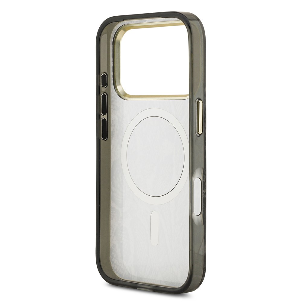 Apple iPhone 17 Pro Kılıf Guess Orjinal Lisanslı M-safe Şarj Özellikli Yazı Logolu Python Desenli Kapak