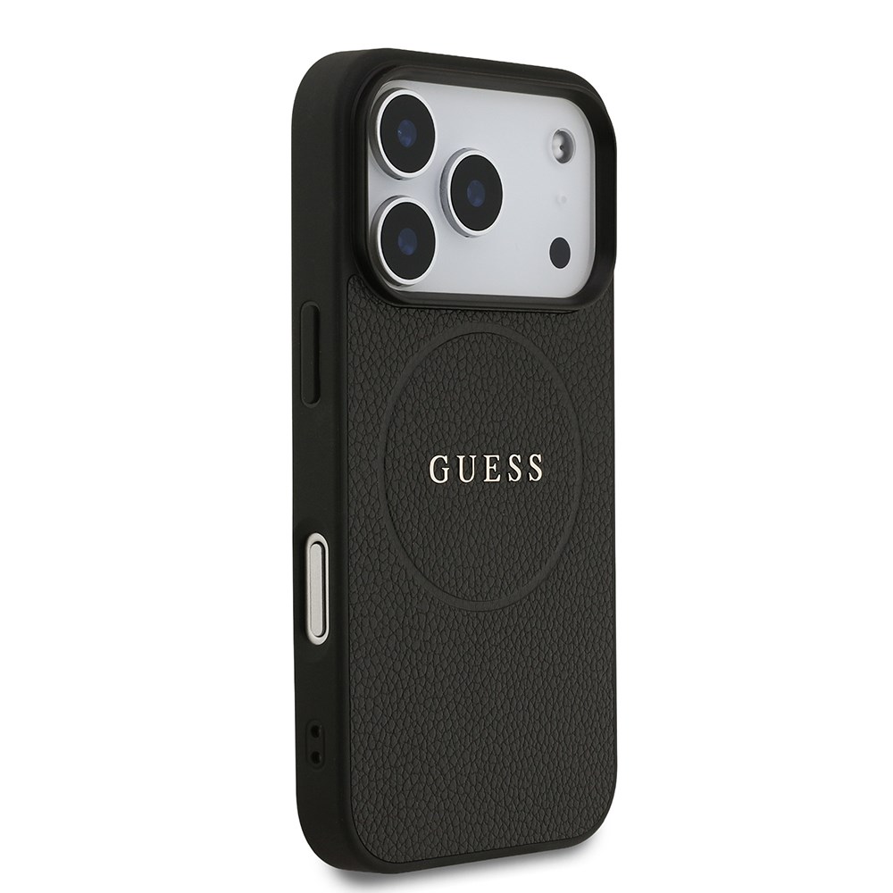 Apple iPhone 17 Pro Kılıf Guess Orjinal Lisanslı M-safe Şarj Özellikli Yazı Logolu PU Deri Kapak