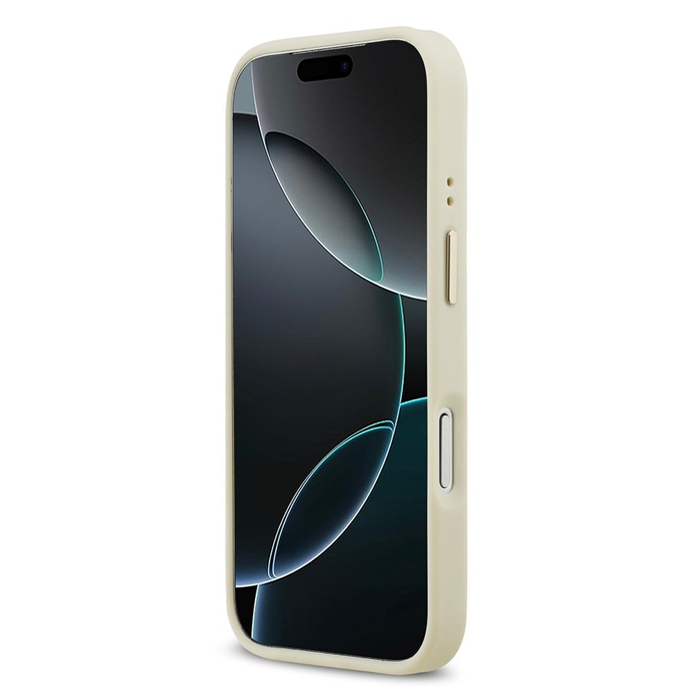 Apple iPhone 17 Pro Kılıf Guess Orjinal Lisanslı M-safe Şarj Özellikli Sıcak Baskılı Yazı Logolu PU Deri Peony Kapak