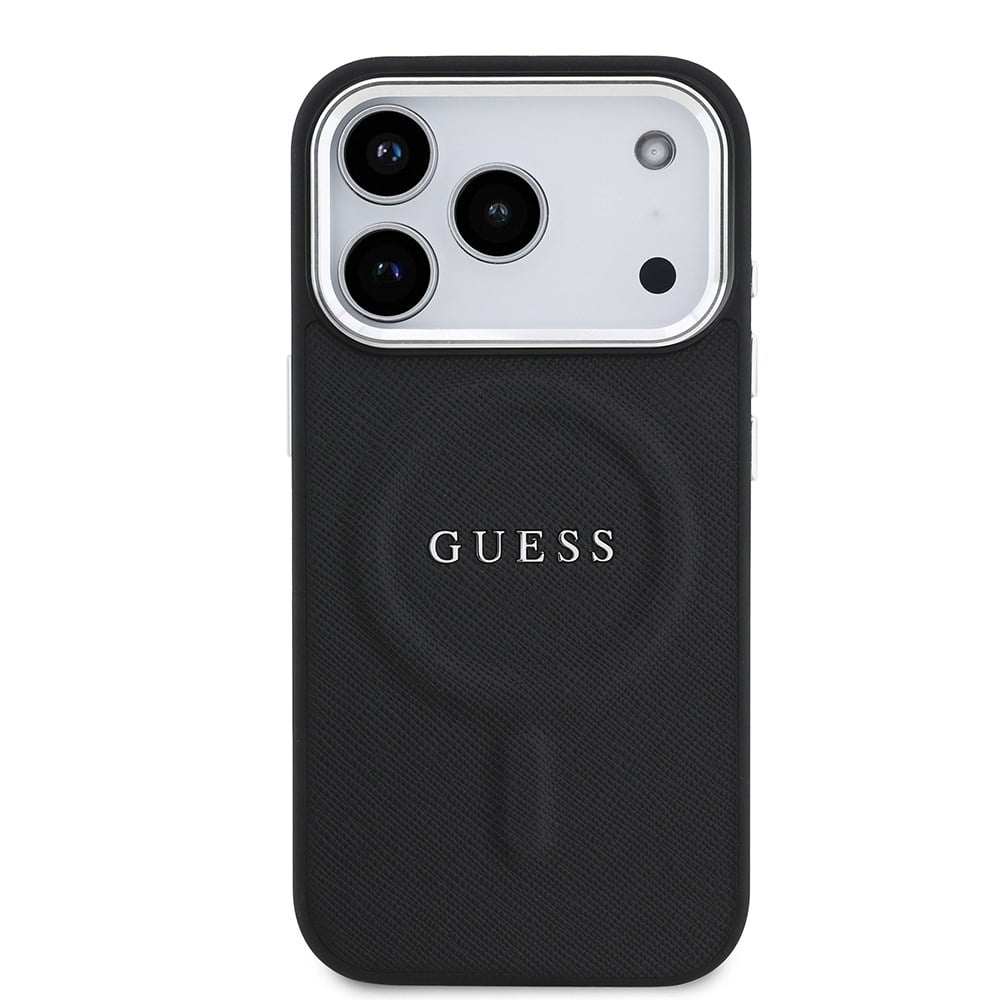 Apple iPhone 17 Pro Kılıf Guess Orjinal Lisanslı M-safe Şarj Özellikli Klasik Yazı Logolu PU Deri Kapak