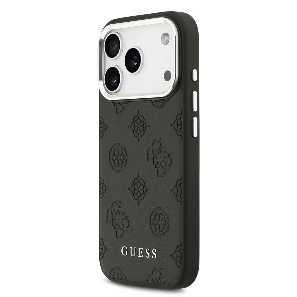 Apple iPhone 17 Pro Kılıf Guess Orjinal Lisanslı M-safe Şarj Özellikli Sıcak Baskılı Klasik Yazı Logolu PU Deri Peony Kapak