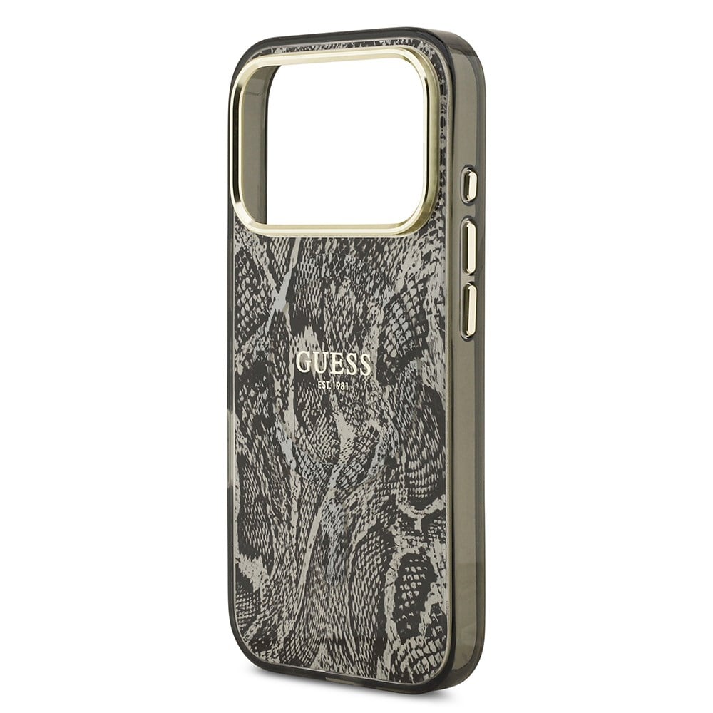 Apple iPhone 17 Pro Kılıf Guess Orjinal Lisanslı M-safe Şarj Özellikli Yazı Logolu Python Desenli Kapak