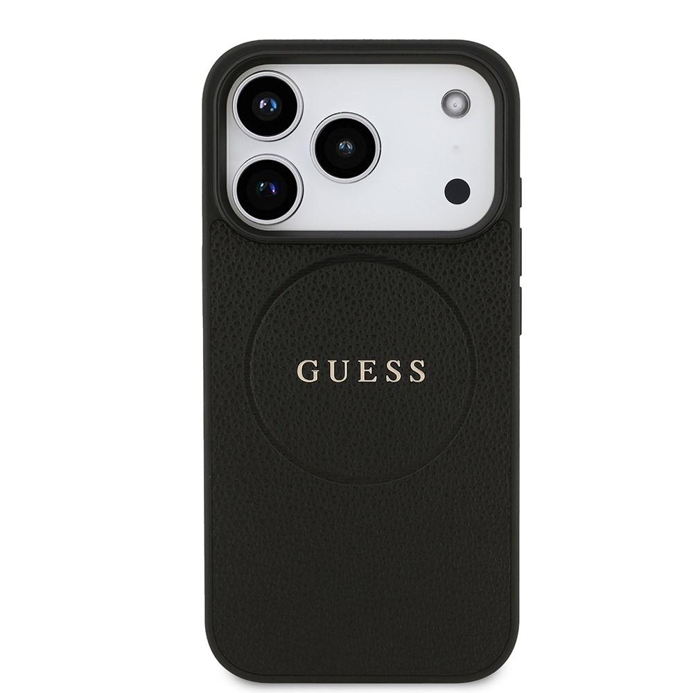 Apple iPhone 17 Pro Kılıf Guess Orjinal Lisanslı M-safe Şarj Özellikli Yazı Logolu PU Deri Kapak