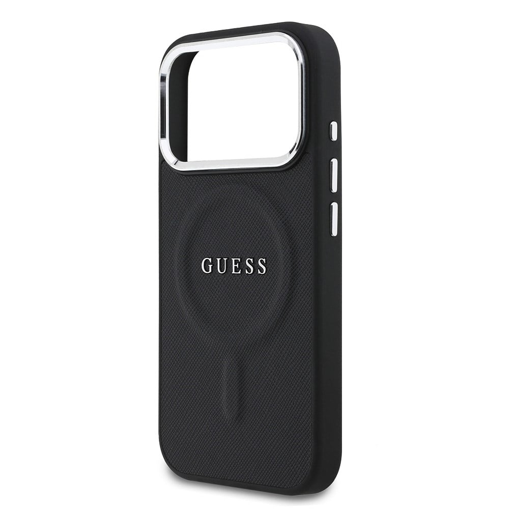 Apple iPhone 17 Pro Kılıf Guess Orjinal Lisanslı M-safe Şarj Özellikli Klasik Yazı Logolu PU Deri Kapak